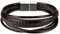 OIDEA Herren Leder Armband, Vintage Multi Geflochten Lederband Seilketten Kordelkette Edelstahl Biker Magnet Verschluss Armreifen, Silber braun