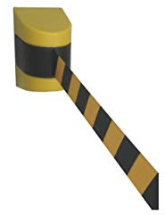 Pro²Tect Absperrgurtkassette TBB-90-Y, Gurtbandkassette zum Anschrauben, Auszug: 8,7 m, Gelb, Absperrung, Wandgurtkassette, Leitsystem