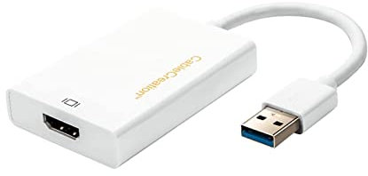 CableCreation USB HDMI Adapter(DisplayLink Chip), USB 3.0 to HDMI External Display Graphics Adapter Compatible with Windows 10/8.1/8/7, White