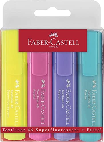 FABER-CASTELL Textmarker TEXTLINER 1546 PASTELL, 4er Etui, Sie erhalten 1 Packung, Packungsinhalt: 4 er Etui