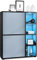 Vladon Highboard Schrank Anrichte Cuba mit 8 Fächern, Made in Germany, Korpus in Schwarz matt/Fronten in Denim matt, mit RGB LED Beleuchtung