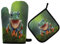 HMZXZ RXYY Niedlich Tier Frosch Drucken Ofenhandschuhe Gesteppt Baumwolle Beschichtung Topflappen BBQ Handschuhe-Ofenhandschuhe Hitzebeständig Küche Sicher Matten für Backen Kochen