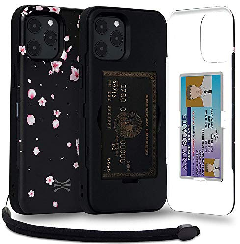 TORU CX PRO for iPhone 12 Pro Max Case Wallet | Protective Shockproof Heavy Duty Cover with Hidden Card Holder & Card Slot | Mirror & Wrist Strap Included - Flowers