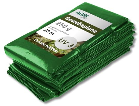AGRI plus Gewebeplane 150 g/m² I 12 x 15 m I Verschiedene Größen I wasserdichte Abdeckplane mit Ösen I Beidseitig beschichtet & reißfest I Allzweckplane für Garten, BAU & Outdoor