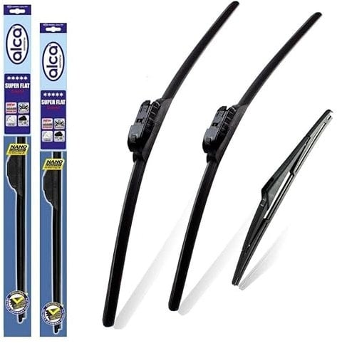 alca Germany Fits Fiat 500 2007-onwards Set of 3 Windscreen Wiper Blades Super Flat Front Rear 2414TL 11L ASF2414TL11L