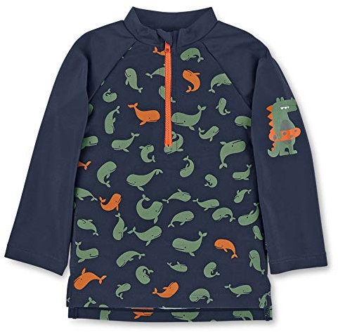 Sterntaler Langarm-Schwimmshirt Wale Camisa de protección de Sarpullido, Marine, 80 para Bebés