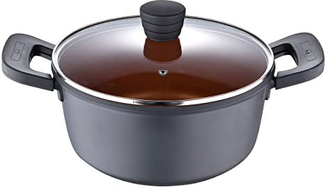 SAN IGNACIO Bronze | Cacerola de Cocina de 24 cm y 4,5L | Antiadherente | Fabricada con Aluminio Fundido | Asas con Efecto Soft Touch | Cazuela Apta para Todo Tipo de Cocinas
