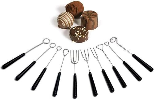 LATRAT 10 Stück Pralinenbesteck, Schokolade Tauchgabel Set Schokoladengabel für Handgemachte Pralinen Pralinen und Trüffel Hohe Festigkeit Gute Zähigkeit