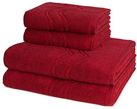 Ross - 4 teiliges Frottier-Set - Cashmere Feeling (2 X Handtuch 2 X Duschtuch im Set) - 520 g/m2 - Baumwolle - Walkfrottee - saugstark - weich und flauschig - Vino