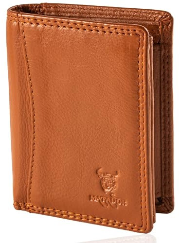 MATADOR Petit Portefeuille Homme en Cuir Véritable | Mini Porte Monnaie avec Blocage RFID/NFC | Boîte Cadeau Incluse | Marron Clair