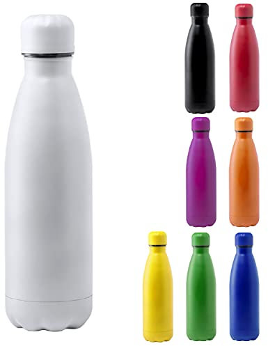 TIENDA EURASIA® Botella de Agua de Acero Inoxidable, 790 ml, con Tapón de Seguridad, Acabado Mate, Bidon para Camping, Gimnasio, Oficina, Botella Resistente, Color Blanco