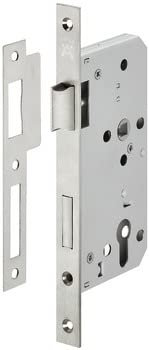 Gedotec Einsteckschloss Edelstahl matt | 1 Stk Türschloss 65 mm Klasse 3 für Feuer/Rauchschutztüren - PZ Profilzylinder zum einstecken | Startec | Haustür Drehtür Gartenhütte oder Gartenhaus Metall