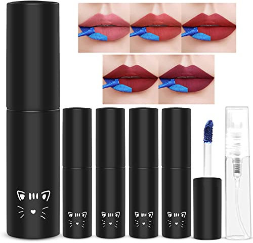 Prreal Peel Off Lip Stain 5 Colors,Tattoo Colored Lip Gloss,Long Lasting Waterproof Liquid Lipstick with 3ML Empty Spray Bottle, Non-Stick Cup Lips Makeup For Women Girls