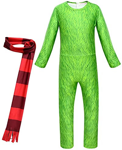 YEAJION Grinch Kostüm mit Mask Zubehör Weihnachten Grinch Cosplay Kostüm Anime Cosplay Outfit Halloween Karneval Party Bühnenauftritt Kostüm für Erwachsene