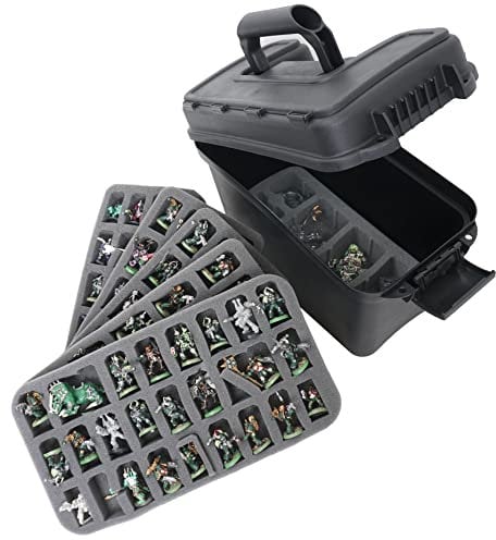 Case Club 123+ Miniature Figurine Hard Shell Carrying Case - Fits Warhammer 40k, DND, Battletech, Citadel & More! This Tabletop Army Travel & Storage Case Will Organize Your D&D and Warhammer 40k Set