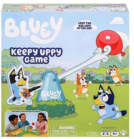 Bluey Keepy Uppy Game Help Age 4+, Bingo, and Chilli Keep the Motorized Balloon in the Air With the Character Paddles For 2-3 players Ages 4+