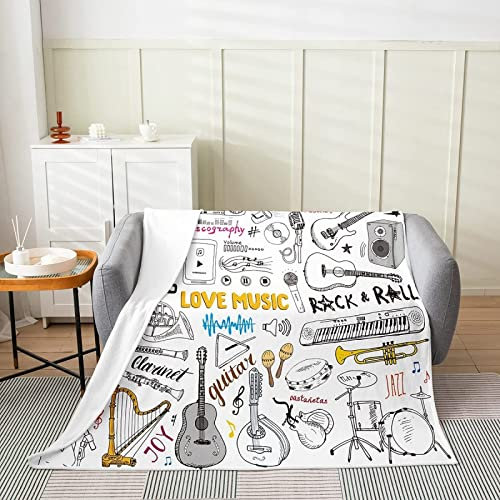 Kuscheldecke 80x150 Rock-Instrument, Flanell Fleecedecke 3D Thema Musik Weiche und Warme Decke, als Sofadecke Wohndecke Tagesdecke Wolldecken, für Kinder Erwachsene