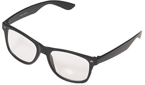 Miobo Sonnenbrillen Party Brillen 1980 style Retro Atzen Nerdbrille Hornbrille Sonnenbrille oder Klarglas Schwarz (Schwarz Klarglas)