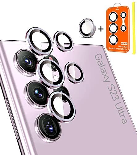 ivoler Caméra Arrière Protecteur Compatible avec Samsung Galaxy S23 Ultra 5G - Dureté 9H Film de Protection pour Objectif en Verre Trempé HD - Anneau de Lentille en Métal - Lavande