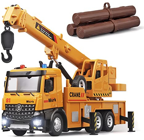 OANMYJJO Children Crane Toy Metal DieCast Crane Model，Construction Truck Toys with Simulated Sounds and Lights，Suitable for Ages 3 and Up Toy Crane for Boys