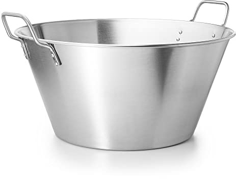 Forgast Grand bol avec poignées | Acier inoxydable satiné | Capacité 27 litres | Diamètre supérieur 50 cm | Construction durable | Bords roulés | Facile à nettoyer | Lavable au lave-vaisselle