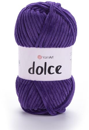 Yarnart Dolce Yarn - Soft Chenille Velvet Super Bulky Yarn for Blanket, Amigurumi, Crochet - 100 g (3.53 oz), 92 Metres (302 Feet)