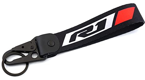 QURTH Porte-clés Porte-clés pour Yamaha R1 R6 R3 YZF-R6 2015 YZF R1 2006 YZF-r3 Toutes Les Années Accessoires Moto Broderie Porte-clés Chaîne (Couleur : Red-R1, Taille : Normal)