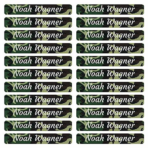 Namensaufkleber Kinder Schule selbst gestalten 46x7 mm 60 Stück - Design Camouflage - mit Wunschtext - Name - personalisiert - für Jugendliche - Firma - Universität - Kinder