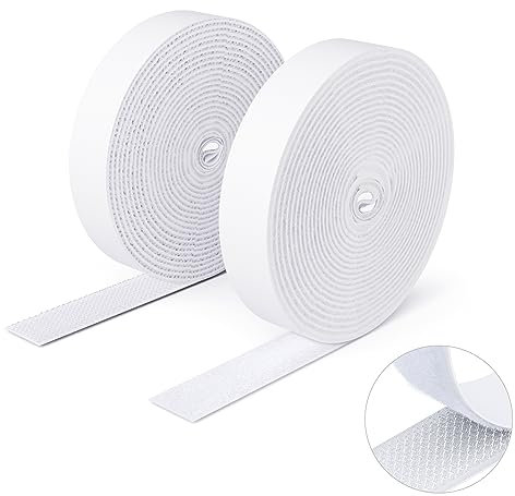 SUTOUG Klettband mit selbstklebend, 16 mm x 3 m, strapazierfähiges Hakenband und Schlaufenband, extra starker doppelseitiger Klettverschluss, Wandklebestreifen für den Innen- und Außenbereich, Weiß