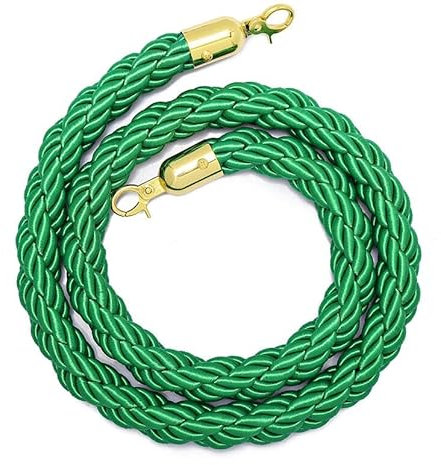 CHUXIBA Absperrseil mit goldenen karabinerhaken Hanfseil (Ø32 mm) 1-5m personenleitsystem absperrband absperrkordel crowd control rope/Green/4.5m