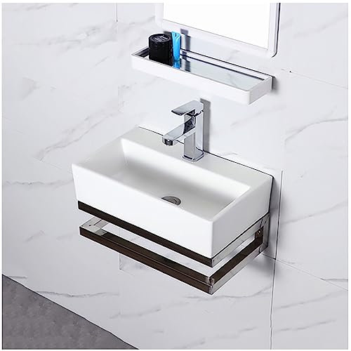 Lavabo De Salle De Bain En Céramique, Lavabo Salle De Bain, Lavabo Lave Main Céramique Blanche, Lavabo Céramique Avec Robinet Et Ensemble De Drainage, Pour Salle De Bain Cuisine Toilette WC D'invités