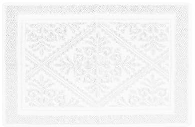 Sardischer Webteppich aus Baumwolle, einfarbig, Muster mit Relief, Rand Ricciolini, hergestellt in Sardinien (50 x 80 cm, Weiß)