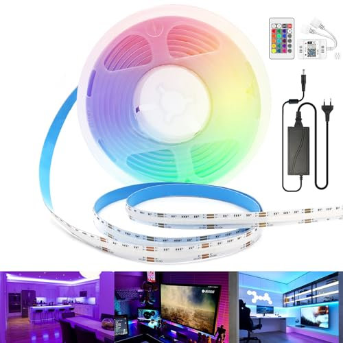Alexa COB LED Streifen WiFi RGB 2M Kit, 12V Arote RGB Dimmbar COB LED Strip LED Lichtband mit Controller und Netzteil, Hohe Dichte 576LEDs/M, App Steuerung, Musik Sync, DIY-Farbwechsel Led Lichtleiste