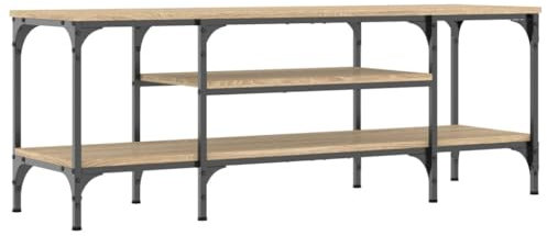 vidaXL Industrial Style TV Cabinet in Sonoma Oak- Engineered Wood and Iron - Ideal Media Console with Ample Storage Space and Versatile Decor Display- 121x35x45 cm