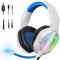 Krysenix PG2 Cuffie Gaming per PS4, PS5, PC, Xbox, Nintendo Switch, Cuffie con Microfono Stereo AI, Cuffie con jack da 3,5 mm e Luce RGB, Bianco/Blu