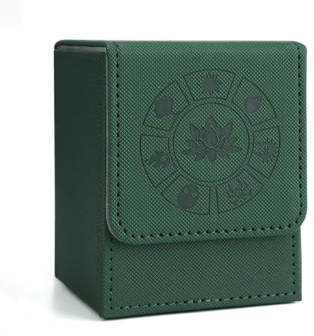 Arkeiliy MTG - Caja de mazo con 50 fundas para tarjetas, más de 110 tarjetas de almacenamiento de cuero para Magic Commander, fundas coleccionables para juegos de cartas coleccionables (verde)