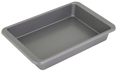 KitchenAid Teglia per torte in acciaio alluminato antiaderente, lavabile in lavastoviglie, 23 x 33 cm, contorno argento