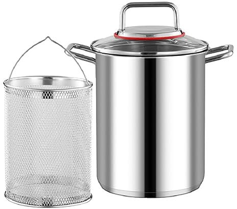 Qutsvosh Olla de espárragos de acero para el hogar, olla de sopa con cesta para espárragos y pasta, colador