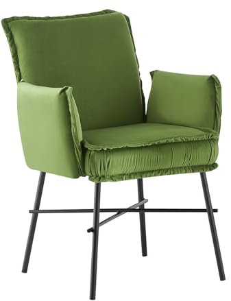 B&D home Esszimmerstuhl JÜRGEN, Schreibtischstuhl Polsterstuhl Loungesessel für Esszimmer, Wohnzimmer, Büro, Industrial modern elegant Design, Grün, 11129-GRUN-1