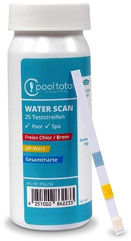 3in1 Teststreifen freies Chlor Brom pH-Wert Gesamthärte - Für die schnelle und einfache Bestimmung der wichtigsten Parameter bei Poolwasserpflege mit Aktivsauerstoff - Pool Spa Schwimmbad Whirlpool