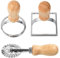 Shengxi Emporte Piece Ravioli, Coupe Ravioli Carrés et Rond en Acier Inoxydable, Moulle à Ravioli avec Manche en Bois et Bord Cannelé, Découpe Ravioles pour Pâtes Ravioli et Pâtisserie (Lot de 3)