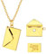 U7 Kette Umschlag Damen Medaillon mit Liebesbrief Gravur mit Nachricht,love you'' Briefumschlag Anhänger Gold Umschlagkette Halskette Edelstahl Memorial Kette Envelope Locket Schmuck für Familien
