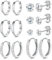 Ohrringe Silber, 316L Chirurgenstahl Steckerstift Ohrstecker & Creolen Silber Set | 18K Vergoldetes Hypoallergene Cubic Zirkonia Ohrstecker & Knorpel Ohrring Huggie Creolen Klein für Damen, 7 Paar