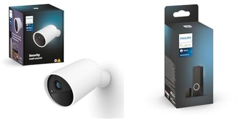Philips Hue Secure kabellose Smart Home Überwachungskamera, weiß & Secure Smart Home Kontaktsensor für Türen und Fenster