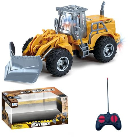 LioMaxi 1:32 vehículos de construcción teledirigidos juguete,con luces intermitentes,completamente funcional Mando a distancia,Tractor excavadora Juguetes para niños,para regalos para niños