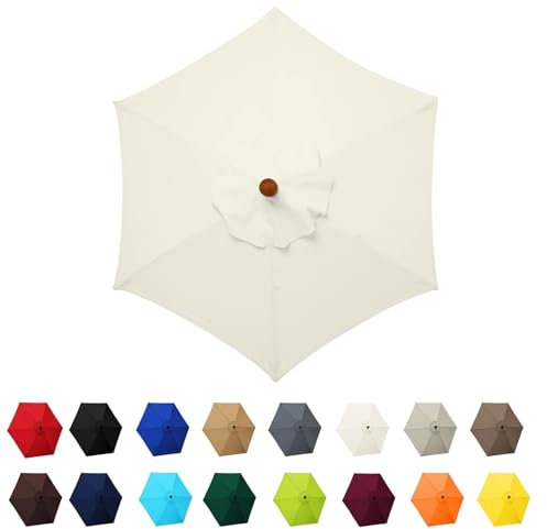 Garden Parasol Canopy Cover, 2m 2.30m 2.7m 3.0m Market Table Umbrella Canopy, patio umbrella replacement canopy,for Patio Market Table Umbrella Garden Parasol Canopy Cover(Beige,8ribs:2.30m/7.5ft)