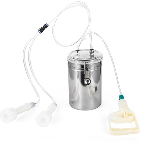 Manual Milking Machine, 2L Effort-Saving Goat Milking Device, Sheep Cow Hand Vacuum Pump Goat Cow Milking Machine, Portable Milking Kit for Milk Plant Farm