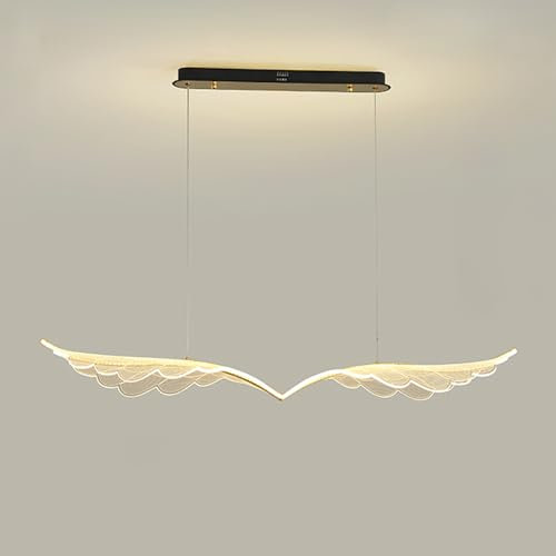 YFMYY Gold Angel's Wings LED-Pendelleuchte, dimmbare 3000K-6000K-Leuchte mit Fernbedienung, höhenverstellbare hängende Deckenleuchte für Esszimmer, Wohnzimmer, Kücheninsel