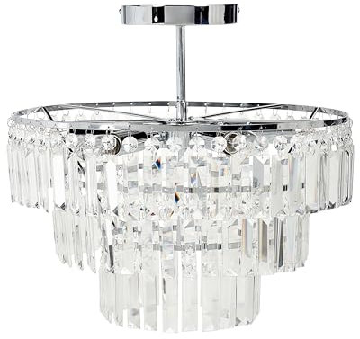 Beliani Kronleuchter Metall silber Glaskristalle transparent ⌀ 45 cm 6-flammig Ameneiro