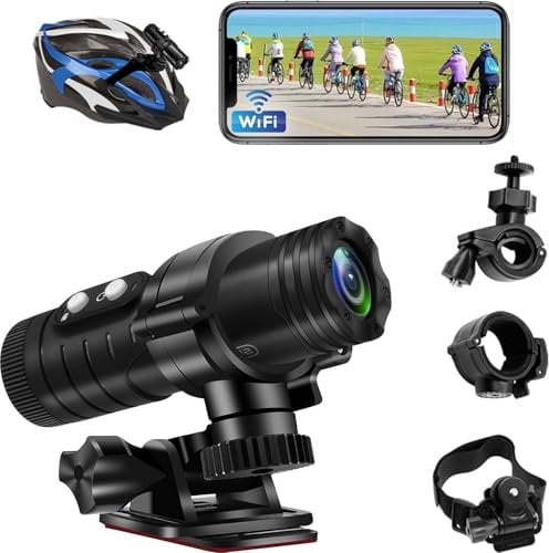 TANGMI Helmkamera, WiFi Action Cam, 1080P HD & 120° Weitwinkel Helmkamera Motorrad mit Automatischer Horizontausrichtung und Großem Akku für 7 Stunden